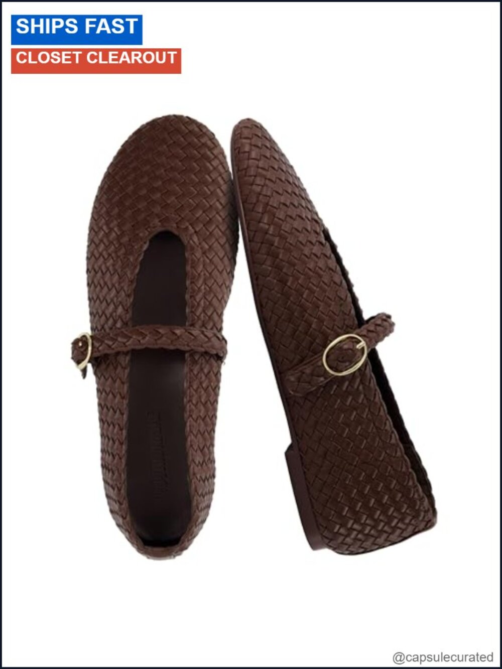 Woven Mary Jane Flats with Strap Memory Foam Comfort